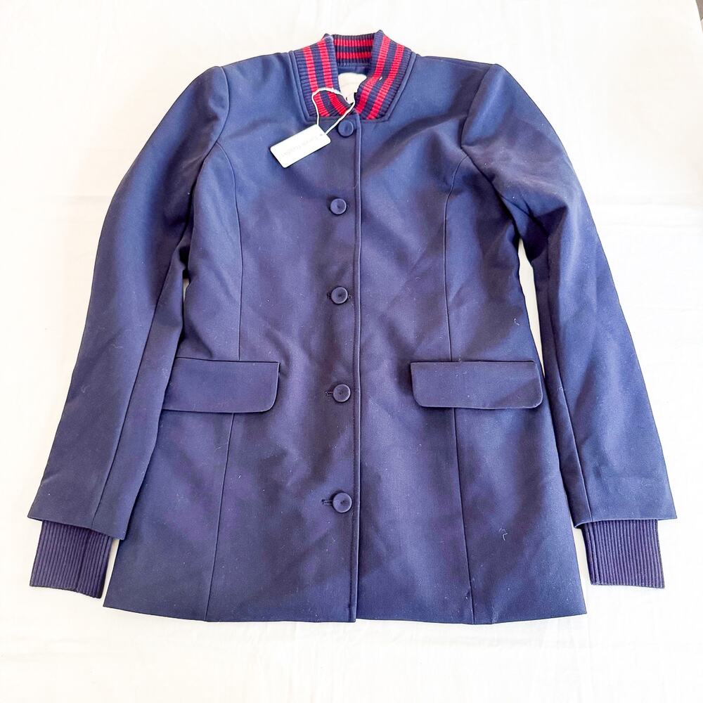 Favorite Daughter The Varsity Blazer Navy Wine Jacket Size S NWT $388